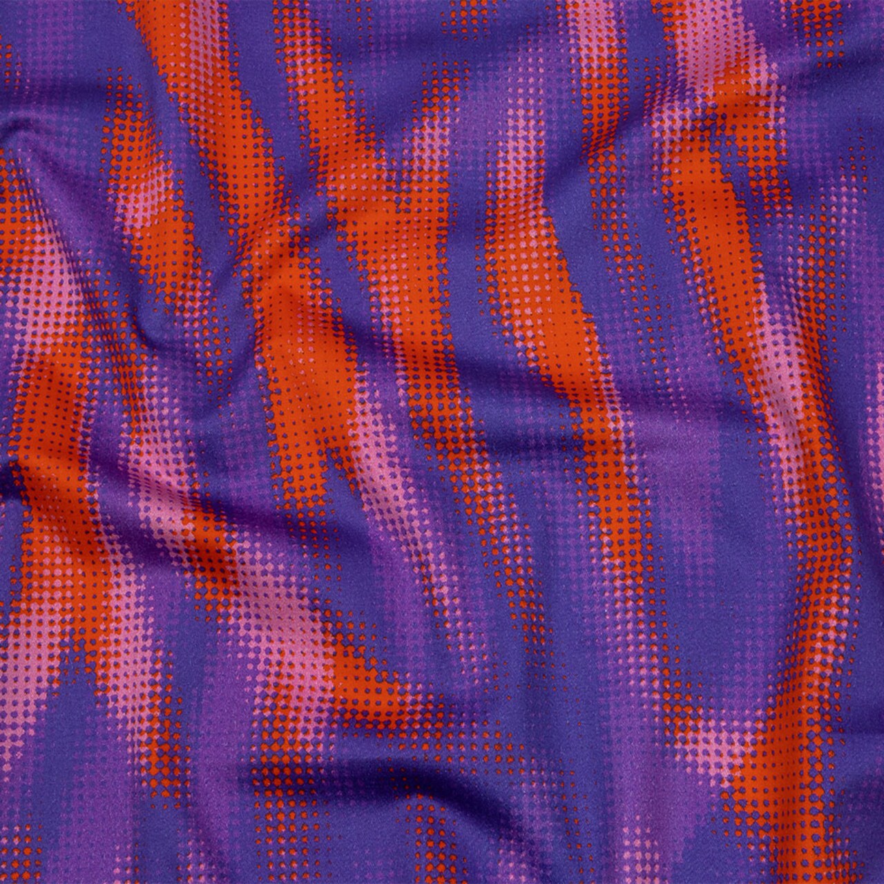 1 Yard Red and Purple Halftone Animal Stripes Comic Glitch Print Stretch Cotton Sateen Fabric